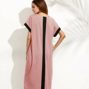 Contrast Panel Cocoon Full Length Dress